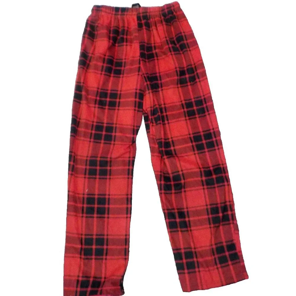 Stafford Plaid Red/Black Stretchy Elastic Drawstring Sleep Pants Size Medium x31